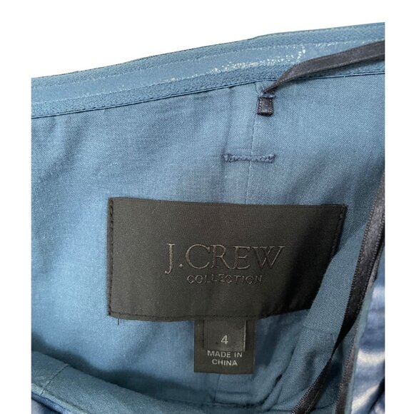 J. Crew Collection Silk Strapless Sheath Dress Sz 4 Blue Ikat 90's - Picture 2 of 9